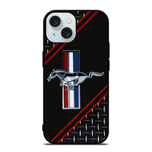 FORD MUSTANG METAL EMBLEM LOGO iPhone 15 Case Cover FORD MUSTANG METAL EMBLEM LOGO iPhone 15 Case Cover
