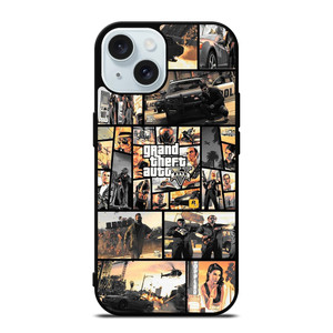 GTA GRAND THEFT AUTO 5 COLLAGE iPhone 15 Case Cover GTA GRAND THEFT AUTO 5 COLLAGE iPhone 15 Case Cover