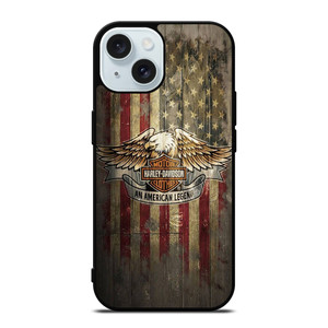 HARLEY DAVIDSON MOTORCYCLES USA WOOD LOGO iPhone 15 Case Cover