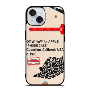 OFF WHITE AIR JORDAN APPLE iPhone 15 Case Cover OFF WHITE AIR JORDAN APPLE iPhone 15 Case Cover
