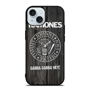 RAMONES BAND WOOD BADGE iPhone 15 Case Cover RAMONES BAND WOOD BADGE iPhone 15 Case Cover