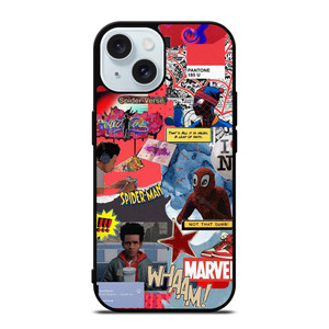 SPIDERMAN MILES MORALES COLLAGE 2 iPhone 15 Case Cover SPIDERMAN MILES MORALES COLLAGE 2 iPhone 15 Case Cover