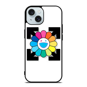 TAKASHI MURAKAMI SMILEY FLOWER OFF WHITE iPhone 15 Case Cover TAKASHI MURAKAMI SMILEY FLOWER OFF WHITE iPhone 15 Case Cover