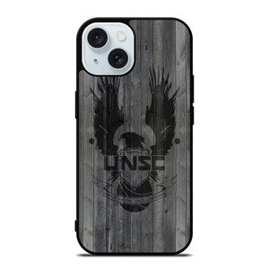 UNITED NATIONS SPACE COMMAND WOOD LOGO iPhone 15 Case Cover UNITED NATIONS SPACE COMMAND WOOD LOGO iPhone 15 Case Cover