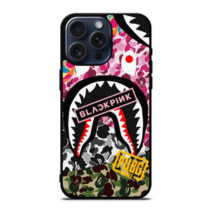 BAPE SHARK BLACKPINK CAMO COLLAGE iPhone 15 Pro Max Case Cover