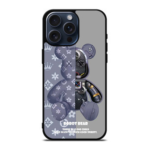 BEAR BRICK KAWS ROBOT GREY iPhone 15 Pro Max Case Cover