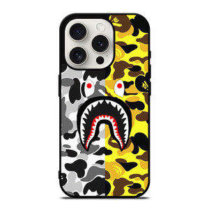 BAPE SHARK GREY YELLOW iPhone 15 Pro Case Cover