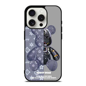BEAR BRICK KAWS ROBOT GREY iPhone 15 Pro Case Cover BEAR BRICK KAWS ROBOT GREY iPhone 15 Pro Case Cover