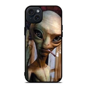 ALIEN MIDDLE FINGER SMOKING iPhone 15 Plus Case Cover ALIEN MIDDLE FINGER SMOKING iPhone 15 Plus Case Cover