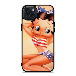 BETTY BOOP AMERICAN FLAG CARTOON iPhone 15 Plus Case Cover