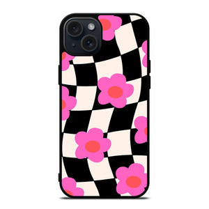 CHECKERED AESTHETIC DAISY FLOWER iPhone 15 Plus Case Cover
