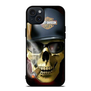 HARLEY DAVIDSON MOTOR SKULL SMOKING  iPhone 15 Plus Case Cover