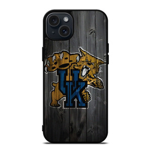 KENTUCKY WILDCATS UNIVERSITY WOOD LOGO  iPhone 15 Plus Case Cover