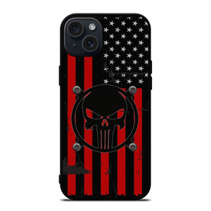 PUNISHER RED BLACK AMERICAN FLAG  iPhone 15 Plus Case Cover