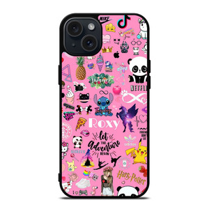 ROXY CARTOON PINK COLLAGE iPhone 15 Plus Case Cover ROXY CARTOON PINK COLLAGE iPhone 15 Plus Case Cover