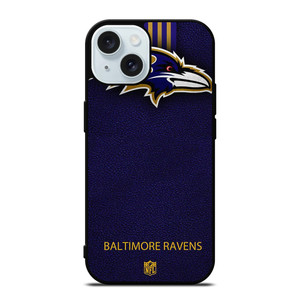BALTIMORE RAVENS NFL LEATHER LOGO iPhone 15 Case Cover