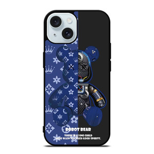 BEAR BRICK KAWS ROBOT BLUE iPhone 15 Case Cover BEAR BRICK KAWS ROBOT BLUE iPhone 15 Case Cover
