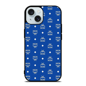 MCM WORLD WIDE BLUE iPhone 15 Case Cover MCM WORLD WIDE BLUE iPhone 15 Case Cover