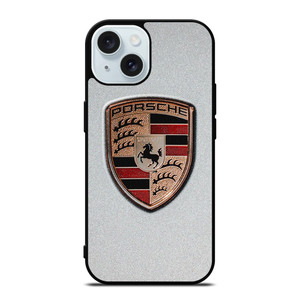 PORSCHE SILVER METAL EMBLEM iPhone 15 Case Cover