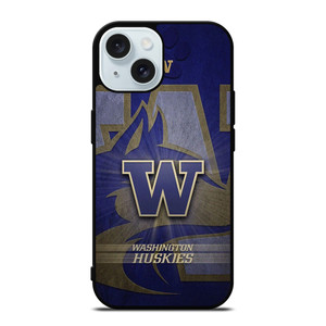 WASHINGTON HUSKIES LOGO METAL iPhone 15 Case Cover WASHINGTON HUSKIES LOGO METAL iPhone 15 Case Cover