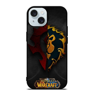 WORLD OF WARCRAFT HORDE ALLIANCE LOGO iPhone 15 Case Cover WORLD OF WARCRAFT HORDE ALLIANCE LOGO iPhone 15 Case Cover