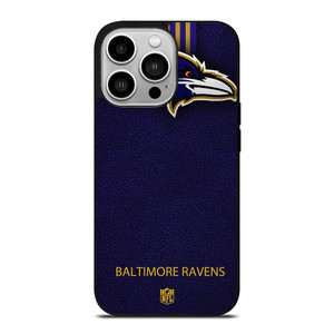 BALTIMORE RAVENS NFL LEATHER LOGO iPhone 14 Pro Case Cover