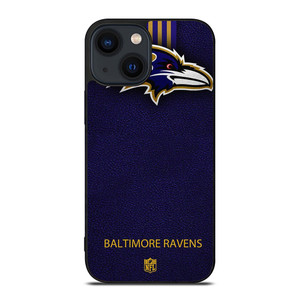 BALTIMORE RAVENS NFL LEATHER LOGO iPhone 14 Plus Case Cover