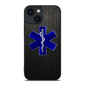 EMT EMS REGISTERED PARAMEDIC LEATHER SYMBOL iPhone 14 Plus Case Cover