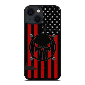 PUNISHER RED BLACK AMERICAN FLAG iPhone 14 Plus Case Cover