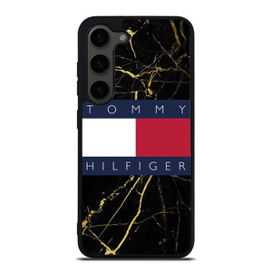 TOMMY HILFIGER BLACK GOLD MARBLE Samsung Galaxy S23 Plus Case Cover