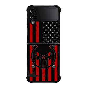 PUNISHER RED BLACK AMERICAN FLAG Samsung Galaxy Z Flip 4 Case Cover