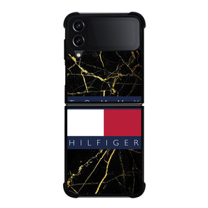 TOMMY HILFIGER BLACK GOLD MARBLE Samsung Galaxy Z Flip 4 Case Cover