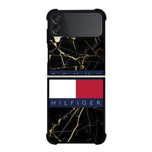 TOMMY HILFIGER BLACK GOLD MARBLE Samsung Galaxy Z Flip 3 Case Cover