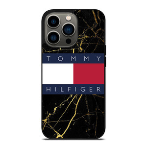 TOMMY HILFIGER BLACK GOLD MARBLE iPhone 13 Pro Case Cover