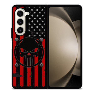 PUNISHER RED BLACK AMERICAN FLAG Samsung Galaxy Z Fold 5 Case Cover