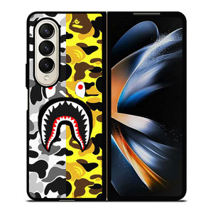 BAPE SHARK GREY YELLOW Samsung Galaxy Z Fold 4 Case Cover