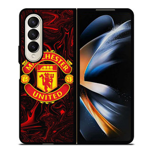 MANCHESTER UNITED RED MARBLE LOGO Samsung Galaxy Z Fold 4 Case Cover