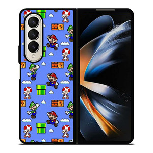 MARIO BROS LUIGI TOAD CUTE PATTERN Samsung Galaxy Z Fold 4 Case Cover