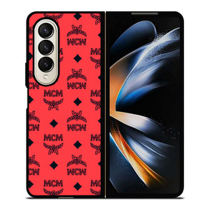 MCM WORLDWIDE RED Samsung Galaxy Z Fold 4 Case Cover MCM WORLDWIDE RED Samsung Galaxy Z Fold 4 Case Cover