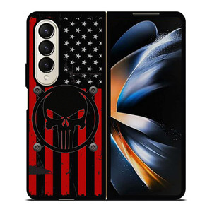 PUNISHER RED BLACK AMERICAN FLAG Samsung Galaxy Z Fold 4 Case Cover