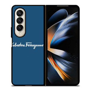 SALVATORE FERRAGAMO BLUE LOGO Samsung Galaxy Z Fold 4 Case Cover