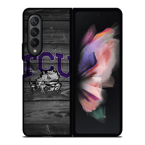 TCU HORNED FROGS FOOTBALL WOOD LOGO Samsung Galaxy Z Fold 3 Case Cover