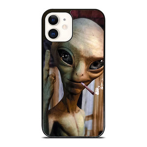 ALIEN MIDDLE FINGER SMOKING iPhone 12 Case Cover ALIEN MIDDLE FINGER SMOKING iPhone 12 Case Cover