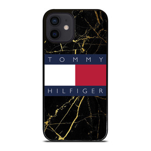 TOMMY HILFIGER BLACK GOLD MARBLE iPhone 12 Mini Case Cover