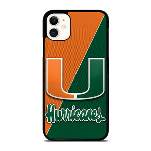 MIAMI HURRICANES LOGO CARBON  iPhone 11 Case Cover MIAMI HURRICANES LOGO CARBON  iPhone 11 Case Cover