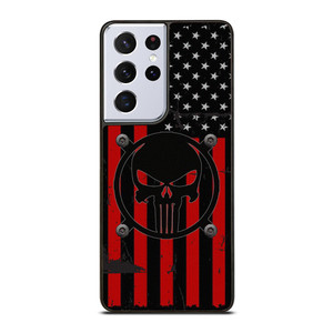 PUNISHER RED BLACK AMERICAN FLAG Samsung Galaxy S21 Ultra Case Cover
