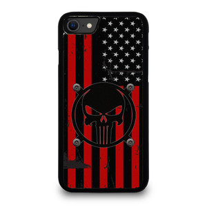 PUNISHER RED BLACK AMERICAN FLAG iPhone SE 2020 Case Cover