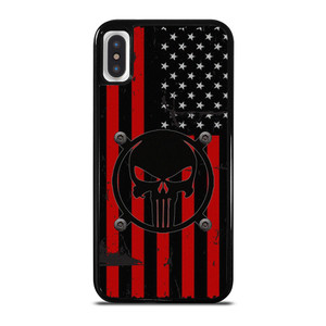 PUNISHER RED BLACK AMERICAN FLAG iPhone X / XS Case Cover