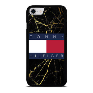TOMMY HILFIGER BLACK GOLD MARBLE iPhone SE 2022 Case Cover