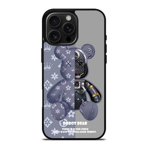 BEAR BRICK KAWS ROBOT GREY iPhone 16 Pro Max Case Cover